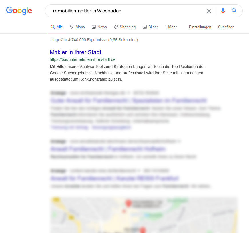Google Suchergebnisse SEO Immobilienmakler