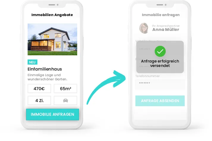 mobile Website Kontaktanfrage Immobilien