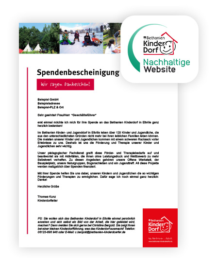 Nachhaltigkeit Website Webdesign Kinderdorf Zertifikat